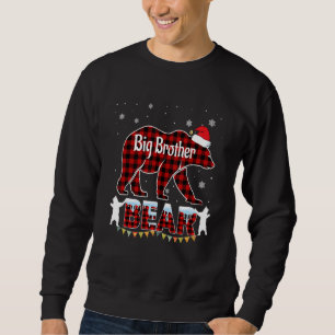 Big Brother Bear Christmas Pajama Red Plaid Buffal Sweatshirt