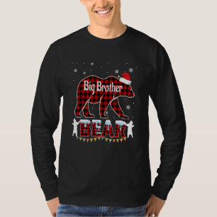 Big Brother Bear Christmas Pajama Red Plaid Buffal T-Shirt