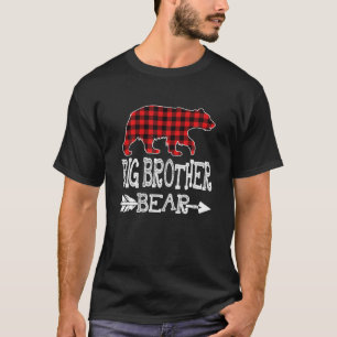 Big Brother Bear Christmas Pajama Red Plaid Buffal T-Shirt