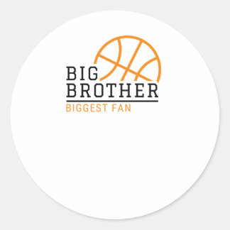 Big Brother Biggest Fan Basketball  Classic Round Sticker