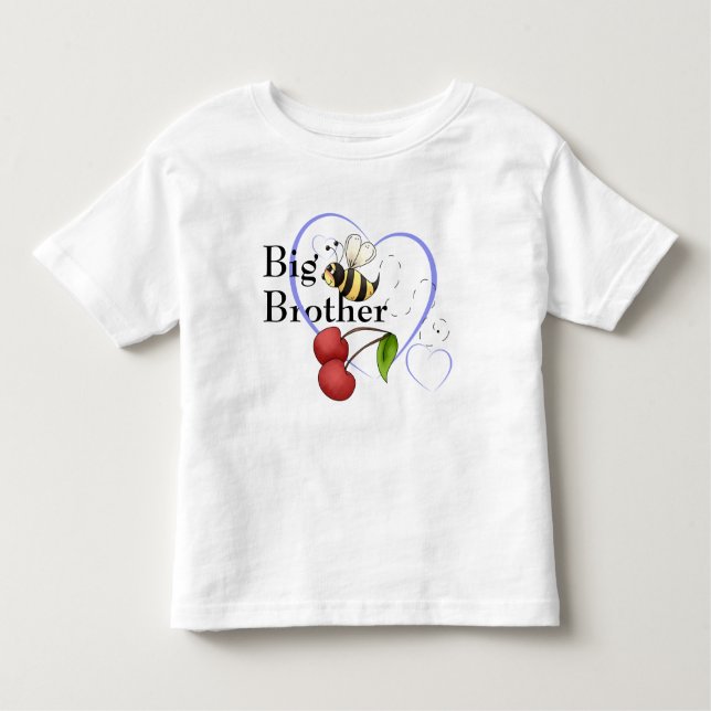 Big Brother Bumble Bee Cherry Blue Heart Toddler T-Shirt (Front)