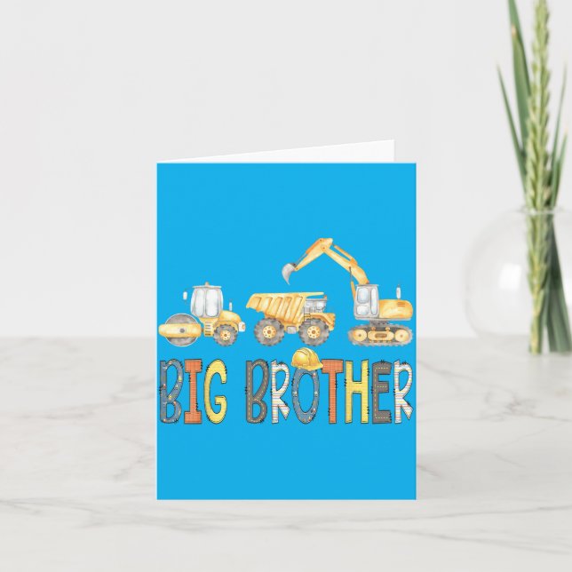 Big Brother Construction Excavator Birthday Boy Card (Front)