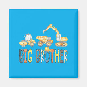 Big Brother Construction Excavator Birthday Boy Magnet