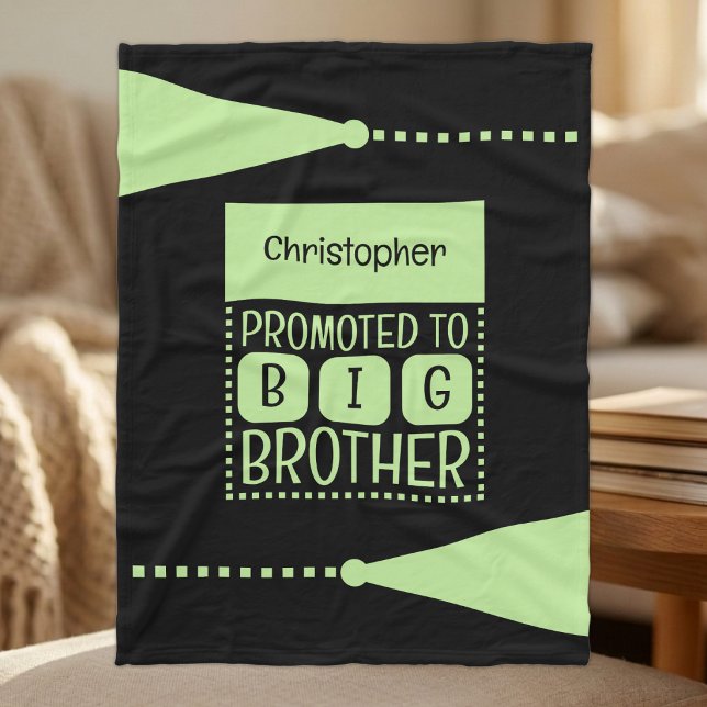 Big brother custom name black green fleece blanket (Creator Uploaded)