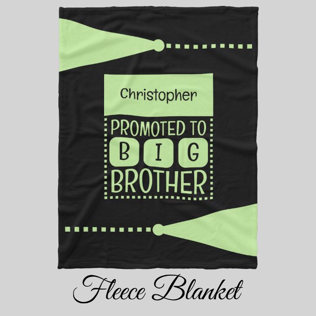 Big brother custom name black green fleece blanket (Creator Uploaded)