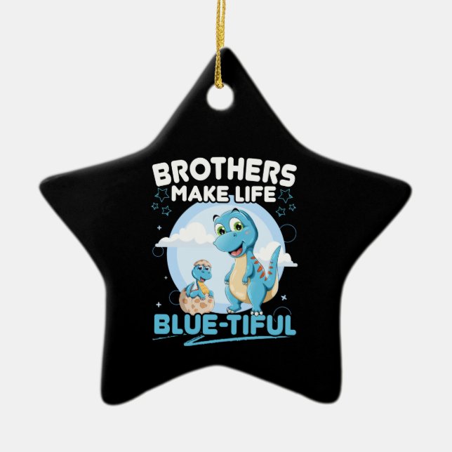 Big Brother Dinosaur Beautiful Life Pun Ceramic Tree Decoration (Front)