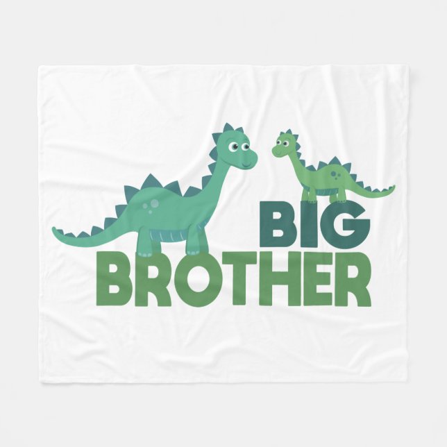 Big brother dinosaur cartoon boys nursery fleece blanket (Front (Horizontal))