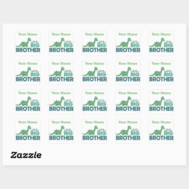 Big brother dinosaur cartoon brothers square sticker (Sheet)