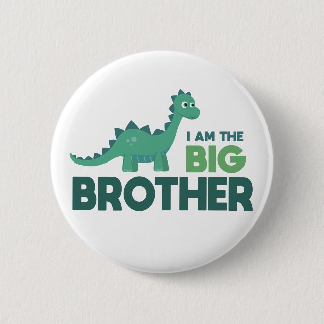Big brother dinosaur family dino 6 cm round badge (Front)