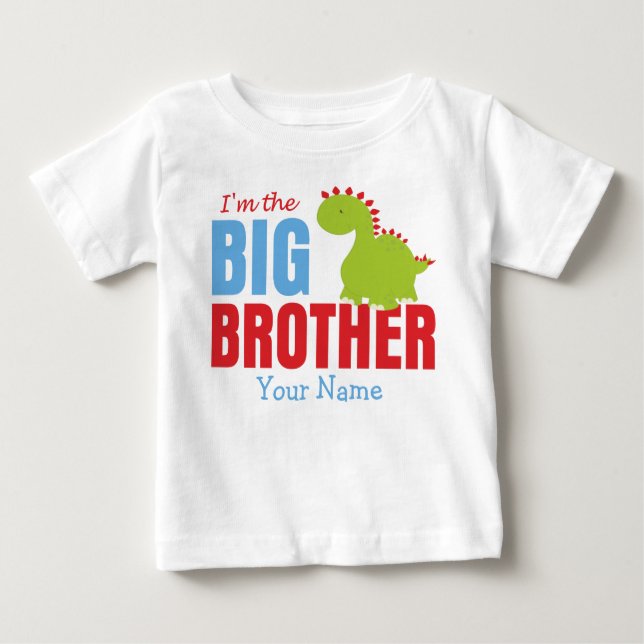 Big Brother Dinosaur Personalised Baby T-Shirt (Front)