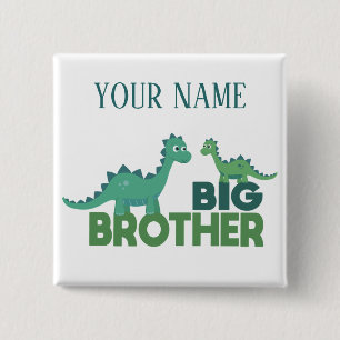 Big brother dinosaur personalized boy name 15 cm square badge