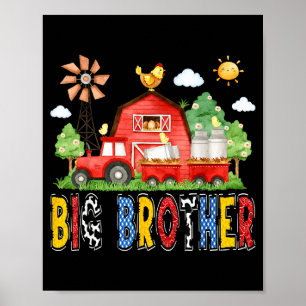 Big Brother Farm Truck Birthday Illustration Poster