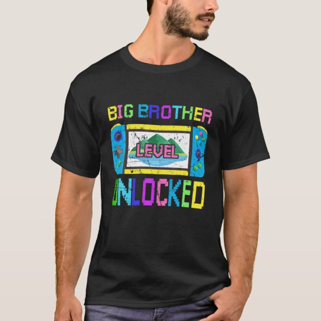 Big Brother Game Unlocked Funny New Big Bro Gamer T-Shirt (Front)