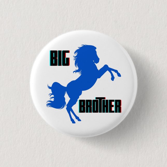 Big Brother Horse Rearing 3 Cm Round Badge (Front)