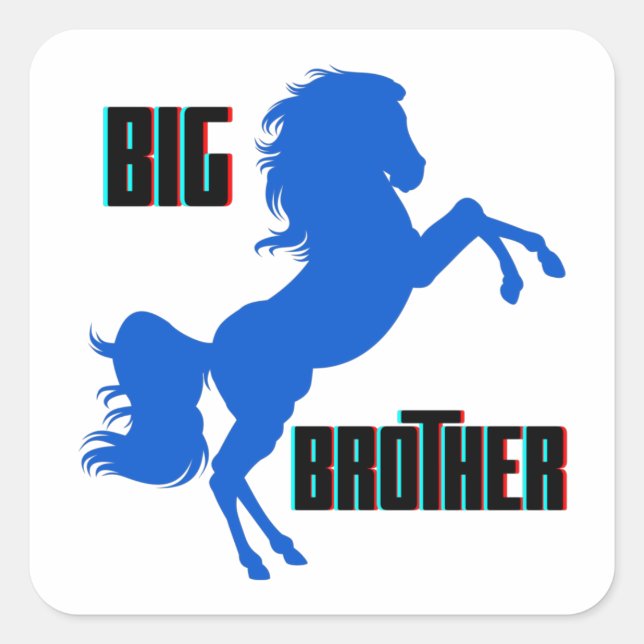 Big Brother Horse Rearing Square Sticker (Front)