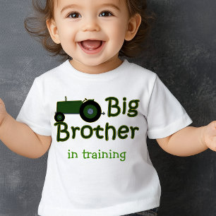 Big Brother In Training Green Farm Tractor Baby T-Shirt