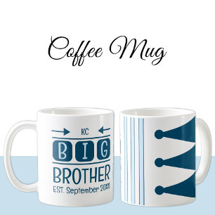 Big brother initials est. month year blue coffee mug