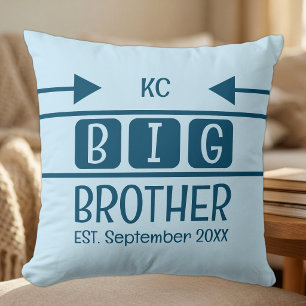 Big brother initials est. month year blue cushion