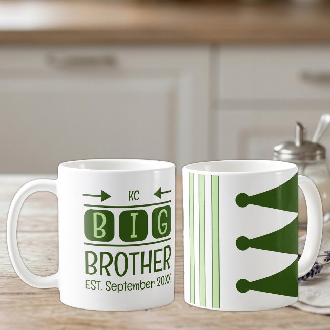 Big brother initials est. month year green coffee mug (Creator Uploaded)