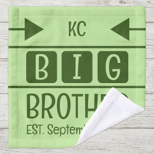 Big brother initials est. month year green wash cloth