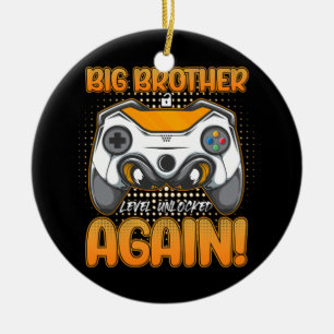 Big Brother Level Unlocked Again Boys Gaming Gamer Ceramic Tree Decoration