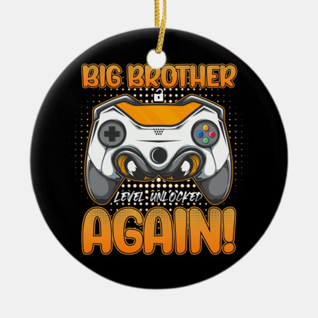 Big Brother Level Unlocked Again Boys Gaming Gamer Ceramic Tree Decoration (Front)