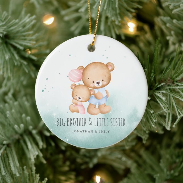 Big Brother Little Sister Siblings First Christmas Ceramic Tree Decoration (Tree)