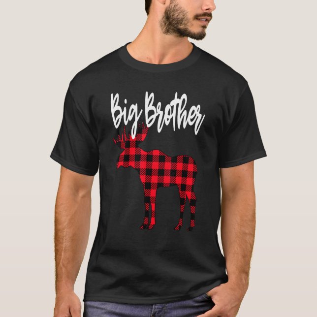 Big Brother Moose Buffalo Red Plaid Christmas Paja T-Shirt (Front)