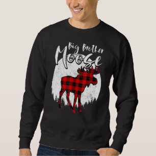 Big Brother Moose Red Plaid Buffalo Matching Famil Sweatshirt