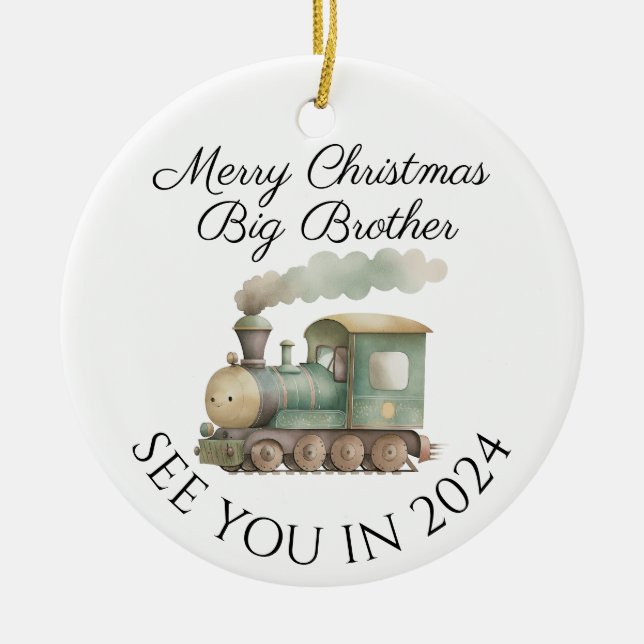 Big Brother new baby pregnancy announcement design Ceramic Tree Decoration (Front)