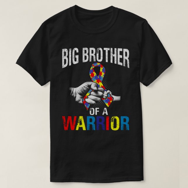 big brother of a Warrior Autism Awareness  T-Shirt (Design Front)