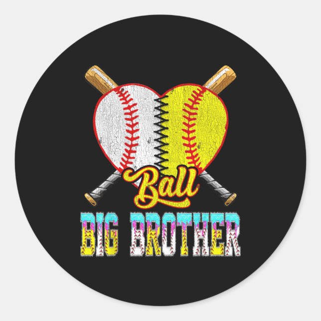 Big brother of both half baseball softball ice classic round sticker (Front)