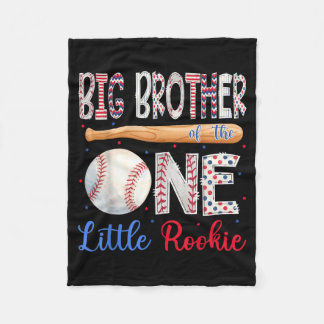Big Brother Of One Little Rookie Baseball 1st Fleece Blanket