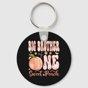 Big Brother of One Sweet Peach 1st Birthday Girl Key Ring