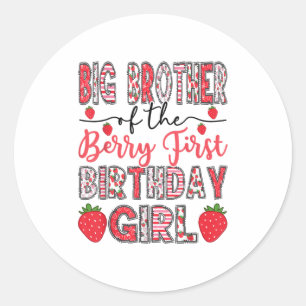 Big Brother Of The Berry First Birthday Girl Straw Classic Round Sticker