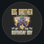 Big Brother Of The Birthday Boy Monster Truck Birt Classic Round Sticker<br><div class="desc">Big Brother Of The Birthday Boy Monster Truck Birthday</div>