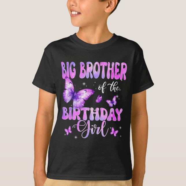 Big Brother Of The Birthday Girl Butterfly Family  T-Shirt (Front)