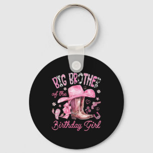 Big brother of the birthday girl pink cowgirl key ring