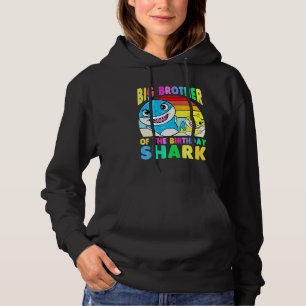 Big Brother Of The Birthday Shark Bro Matching Fam Hoodie