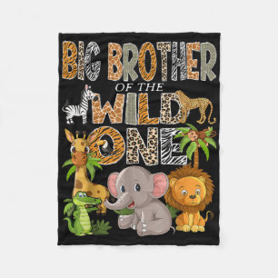 Big Brother Of The Wild One 1st Birthday Boy Safar Fleece Blanket