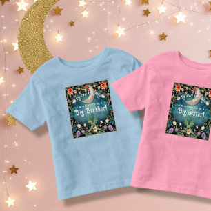 Big Brother Over the Moon Blue Floral Baby Shower Toddler T-Shirt