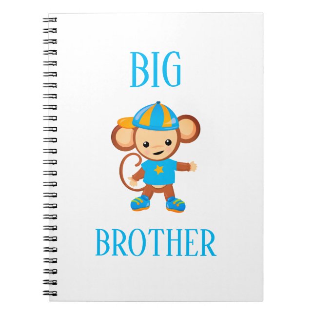 Big Brother Personalised Monkey Custom Text Notebook (Front)