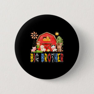 Big Brother Red Farm Cow Birthday Boy Matching Fam 6 Cm Round Badge