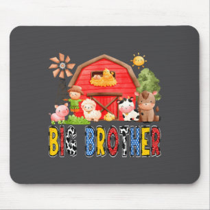 Big Brother Red Farm Cow Birthday Boy Matching Fam Mouse Pad