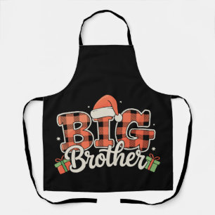 Big Brother Santa Hat Christmas Red Buffalo Plaid Apron