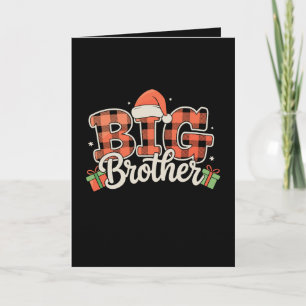 Big Brother Santa Hat Christmas Red Buffalo Plaid Card