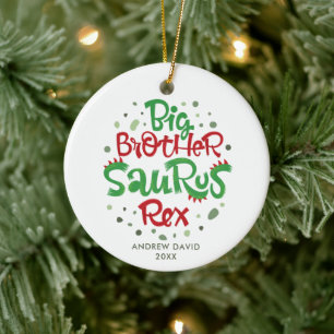 Big Brother Saurus Rex Personalised Dinosaur T-Rex Ceramic Tree Decoration