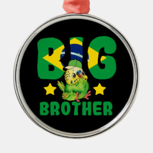 Big Brother Sibling - Cute Brazil Flag Art Metal Tree Decoration