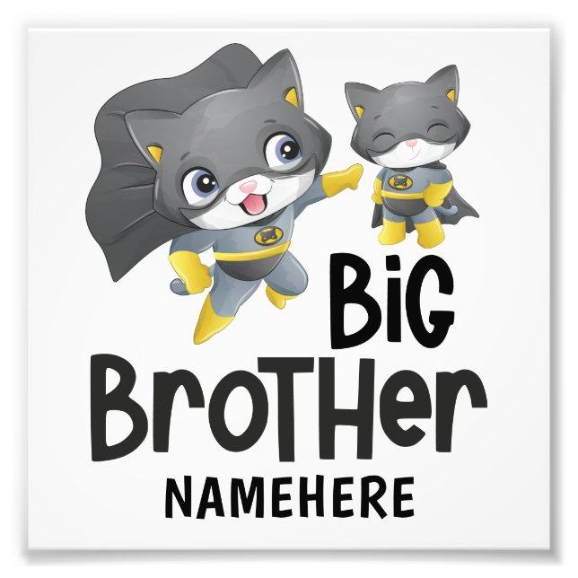 Big Brother Superhero Cat Custom Name Photo Print (Front)