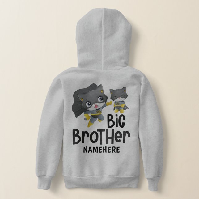 Big Brother Superhero Cat Illustration Custom Name (Laydown Back)